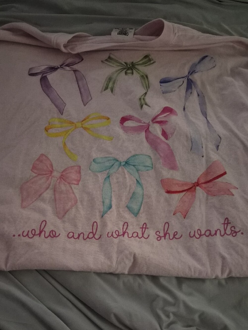 Comfort Colors Girls' Pink Graphic Tee with Bow - Picture 4 of 6
